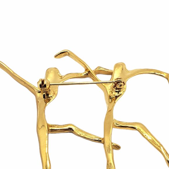 Modern Dancers Gold Tone Brooch Pin - Picture 3 of 6